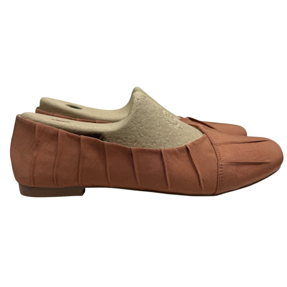 Korks Women's Terracotta Pleated Slip-On Flats Fabric Upper Size 8.5M New